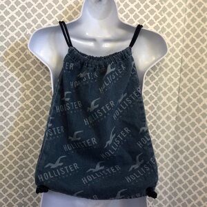 Hollister denim drawstring backpack  bag